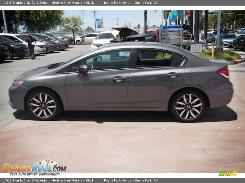 2015 Honda Civic EX-L Sedan Modern Steel Metallic / Black Photo #9