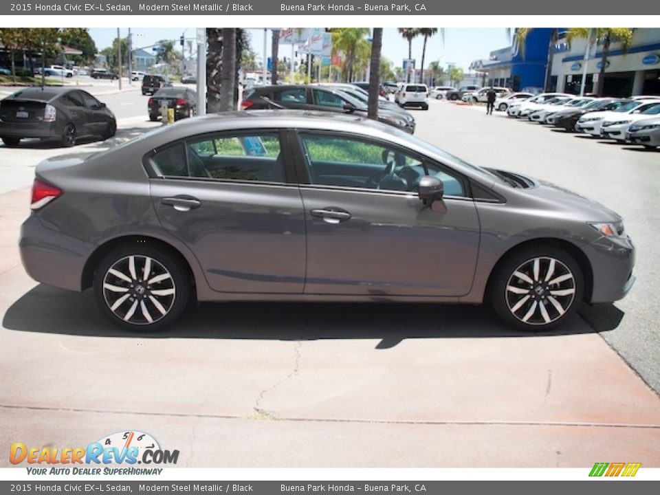 2015 Honda Civic EX-L Sedan Modern Steel Metallic / Black Photo #12