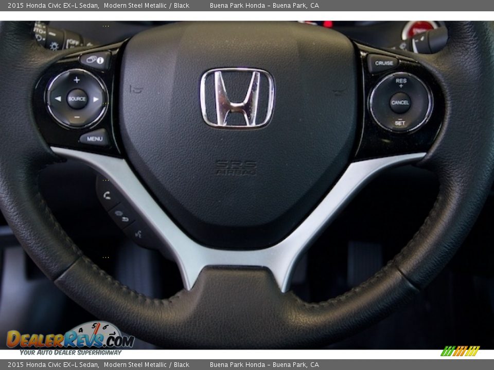 2015 Honda Civic EX-L Sedan Modern Steel Metallic / Black Photo #13