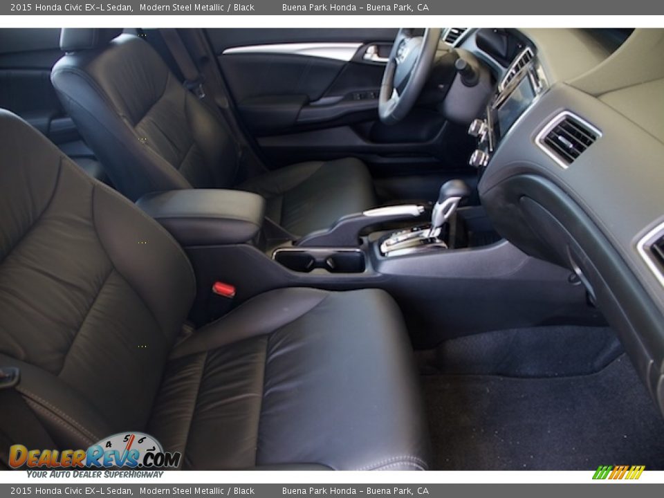 2015 Honda Civic EX-L Sedan Modern Steel Metallic / Black Photo #19