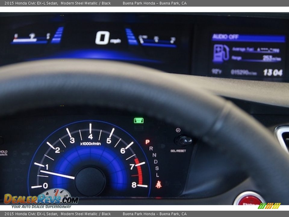2015 Honda Civic EX-L Sedan Modern Steel Metallic / Black Photo #24