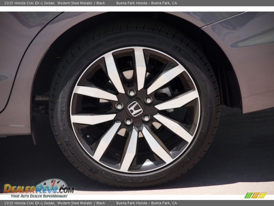 2015 Honda Civic EX-L Sedan Modern Steel Metallic / Black Photo #30