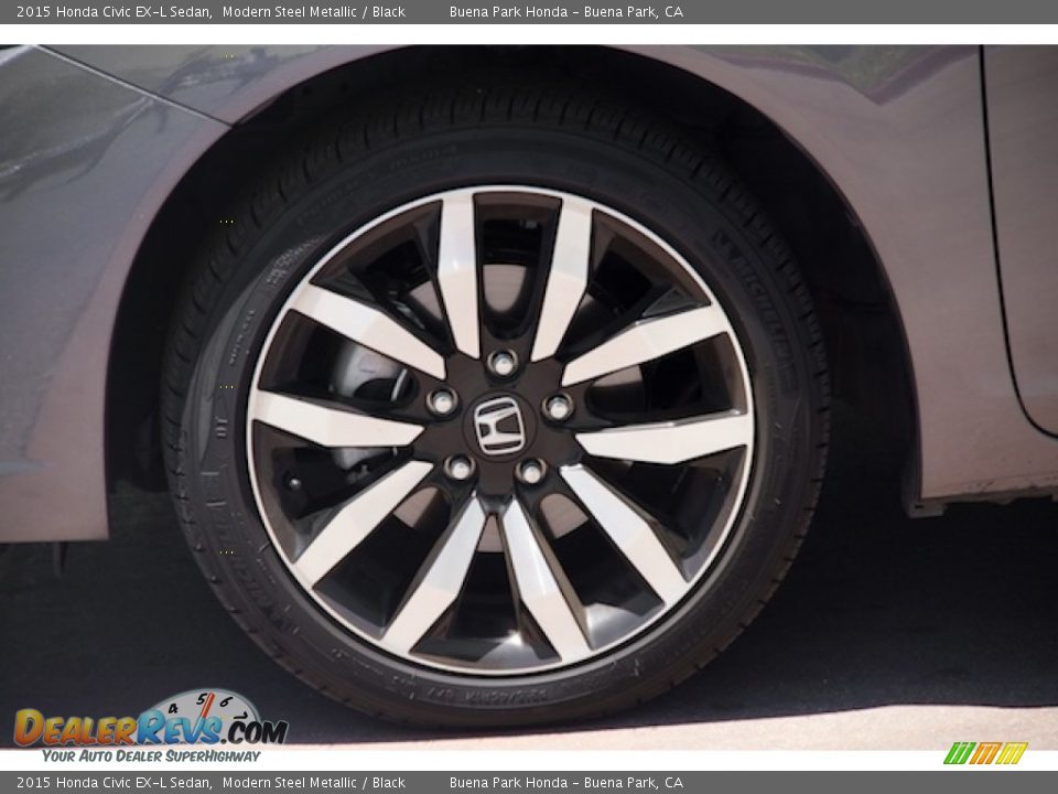 2015 Honda Civic EX-L Sedan Modern Steel Metallic / Black Photo #31