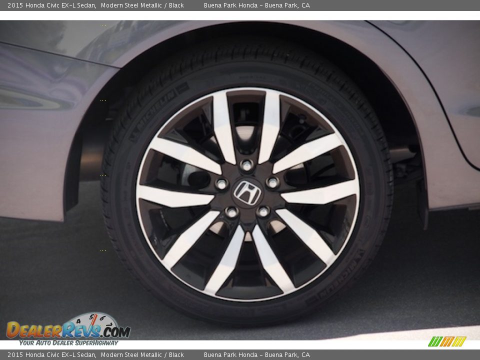 2015 Honda Civic EX-L Sedan Modern Steel Metallic / Black Photo #32