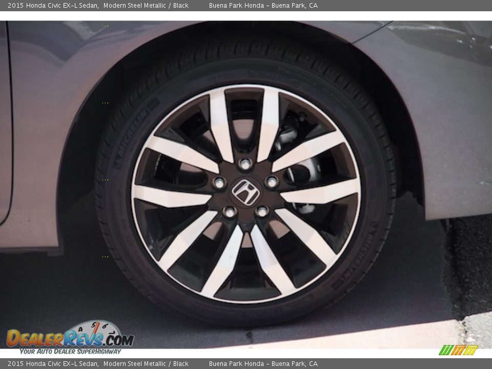 2015 Honda Civic EX-L Sedan Modern Steel Metallic / Black Photo #33