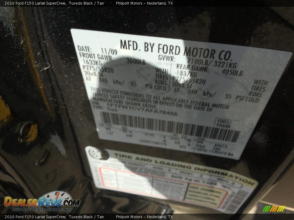 2010 Ford F150 Lariat SuperCrew Tuxedo Black / Tan Photo #6