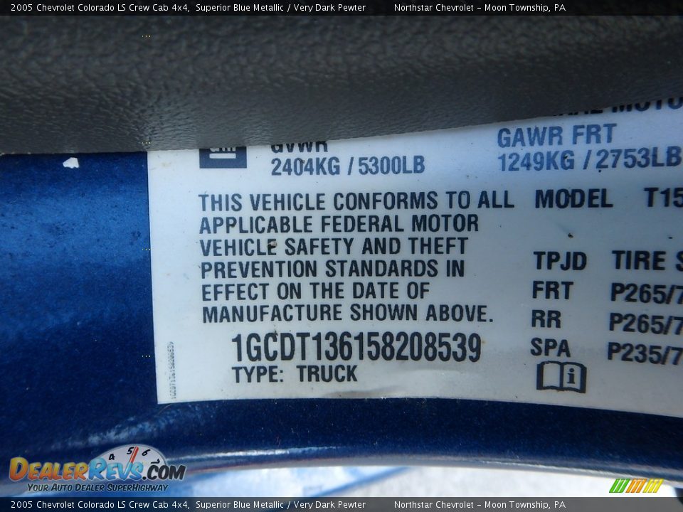 2005 Chevrolet Colorado LS Crew Cab 4x4 Superior Blue Metallic / Very Dark Pewter Photo #14