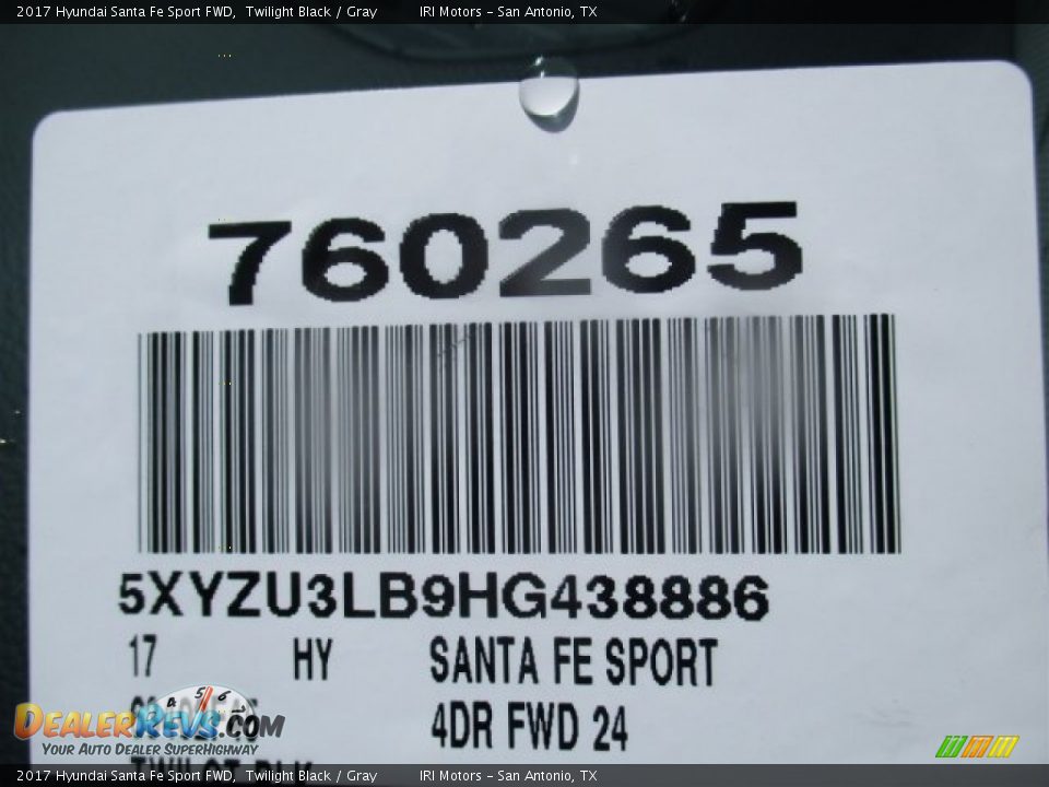 2017 Hyundai Santa Fe Sport FWD Twilight Black / Gray Photo #21