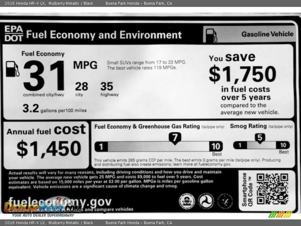 2016 Honda HR-V LX Mulberry Metallic / Black Photo #18