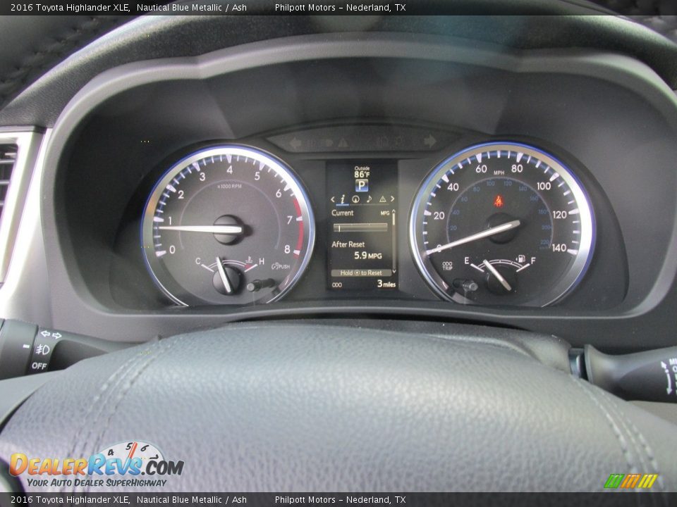 2016 Toyota Highlander XLE Nautical Blue Metallic / Ash Photo #33