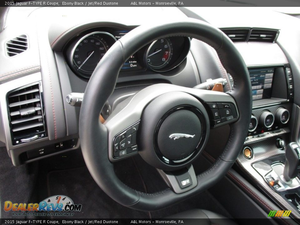 2015 Jaguar F-TYPE R Coupe Ebony Black / Jet/Red Duotone Photo #13
