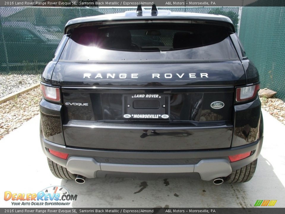 2016 Land Rover Range Rover Evoque SE Santorini Black Metalllic / Espresso/Almond Photo #9