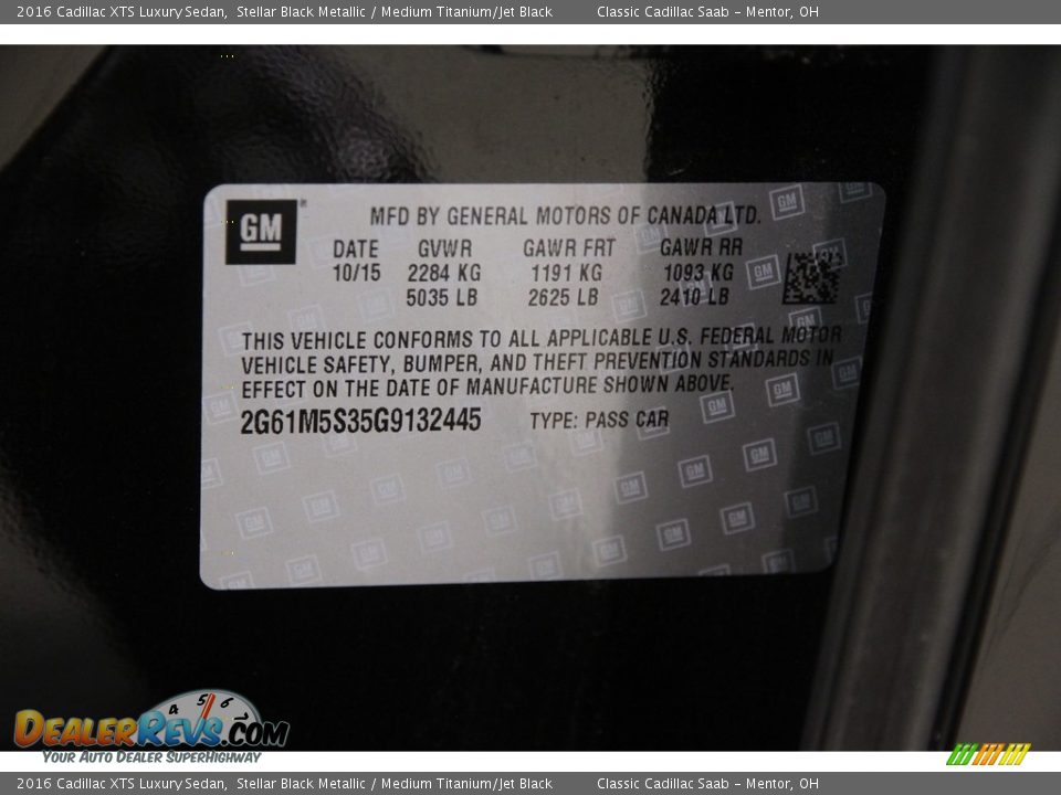 2016 Cadillac XTS Luxury Sedan Stellar Black Metallic / Medium Titanium/Jet Black Photo #23