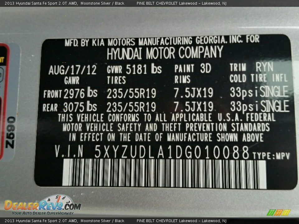 2013 Hyundai Santa Fe Sport 2.0T AWD Moonstone Silver / Black Photo #32