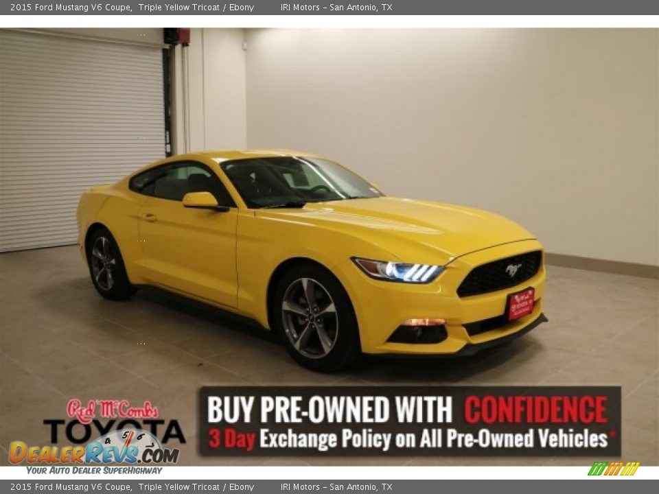 2015 Ford Mustang V6 Coupe Triple Yellow Tricoat / Ebony Photo #1