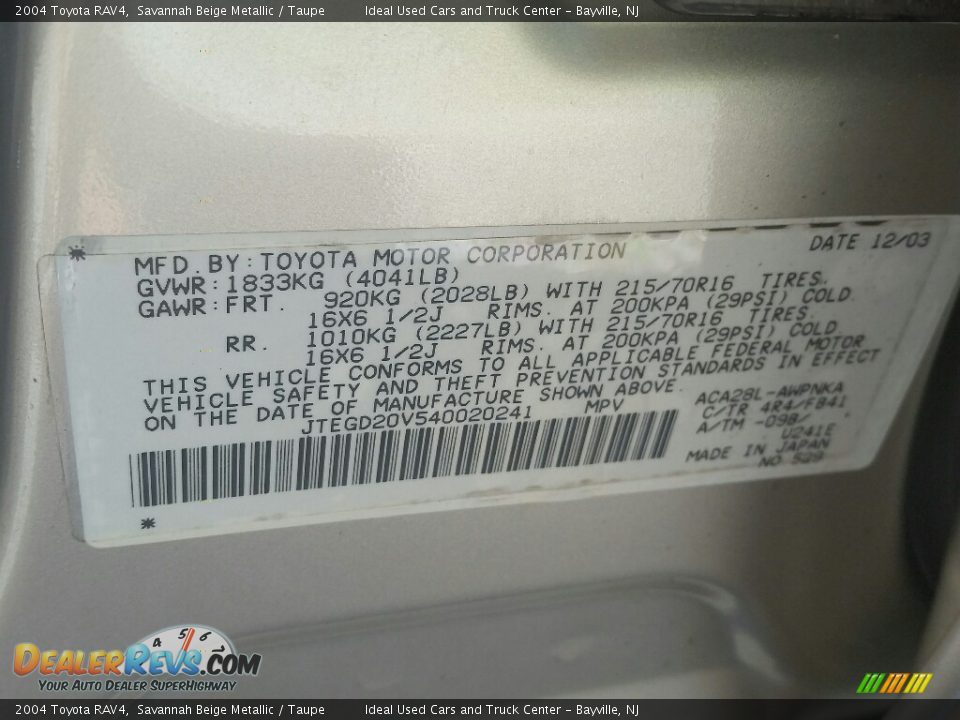 2004 Toyota RAV4 Savannah Beige Metallic / Taupe Photo #31