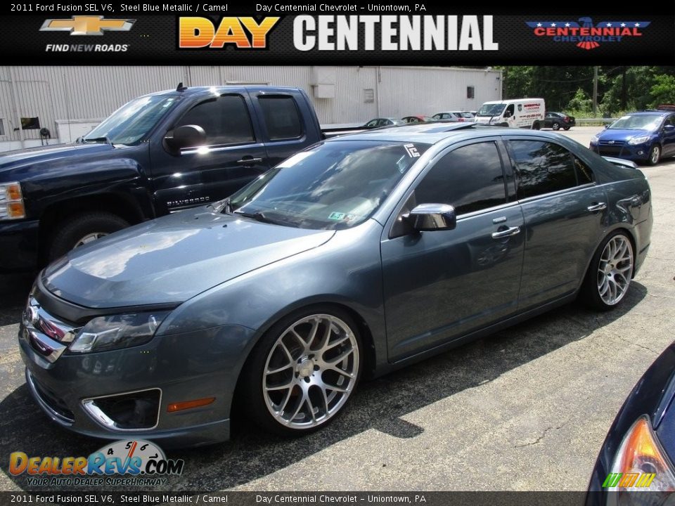 2011 Ford Fusion SEL V6 Steel Blue Metallic / Camel Photo #1