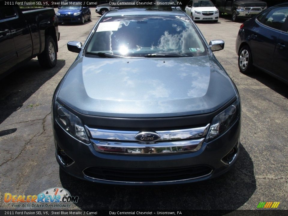 2011 Ford Fusion SEL V6 Steel Blue Metallic / Camel Photo #2