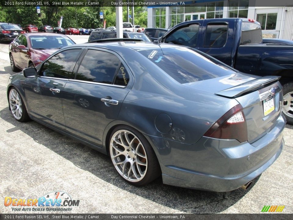 2011 Ford Fusion SEL V6 Steel Blue Metallic / Camel Photo #4