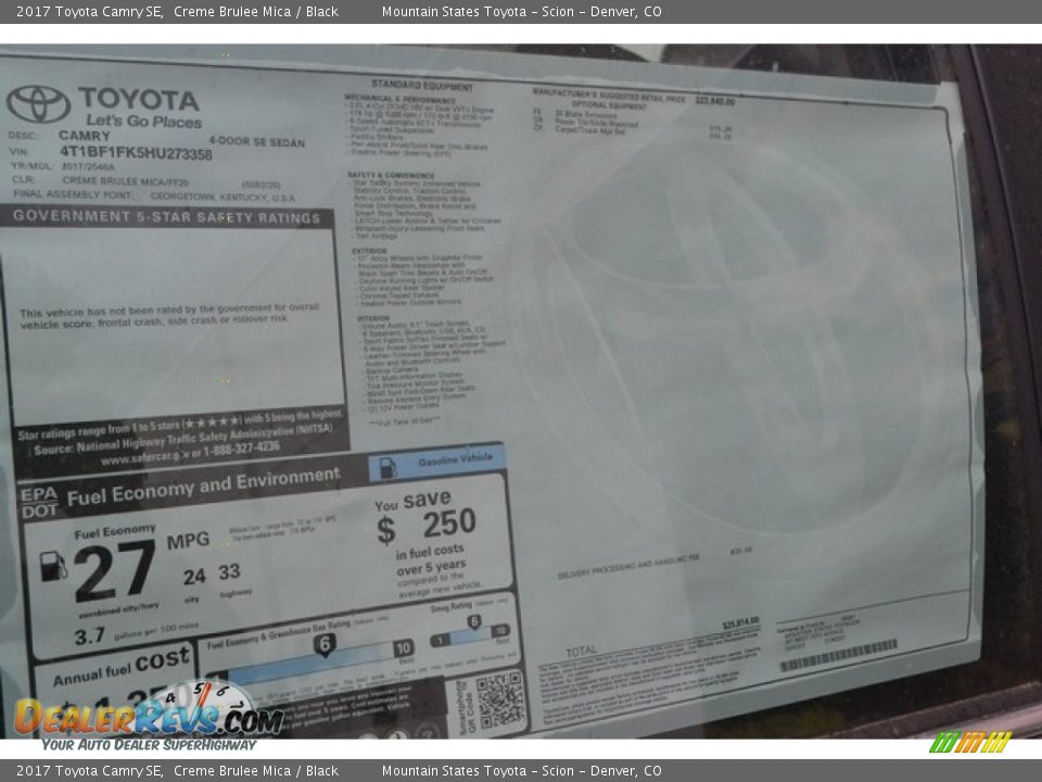 2017 Toyota Camry SE Creme Brulee Mica / Black Photo #10