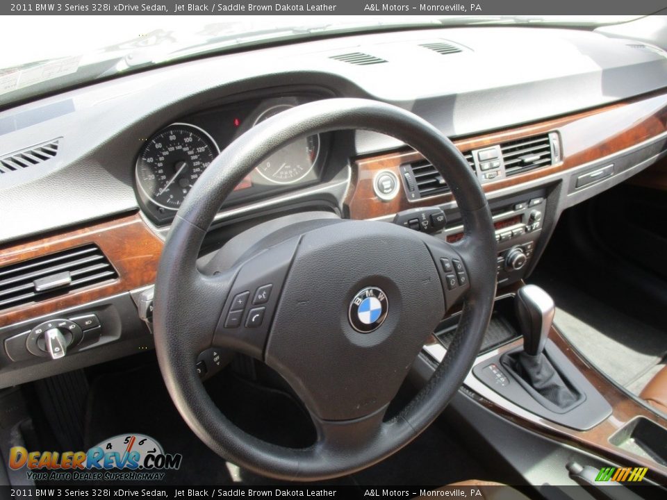 2011 BMW 3 Series 328i xDrive Sedan Jet Black / Saddle Brown Dakota Leather Photo #15