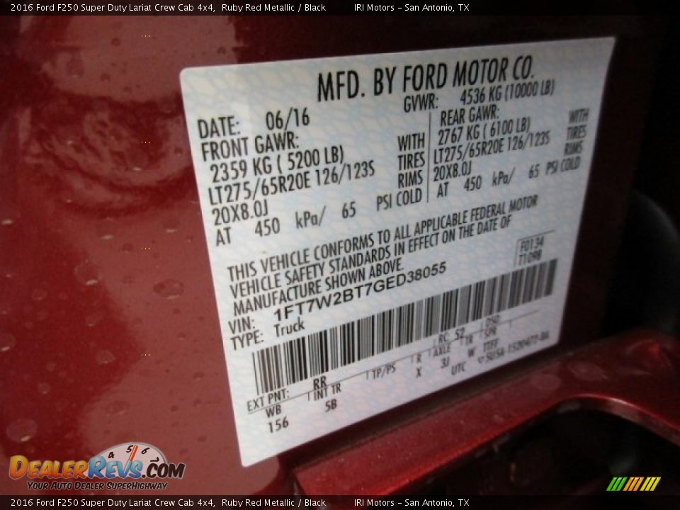 2016 Ford F250 Super Duty Lariat Crew Cab 4x4 Ruby Red Metallic / Black Photo #20