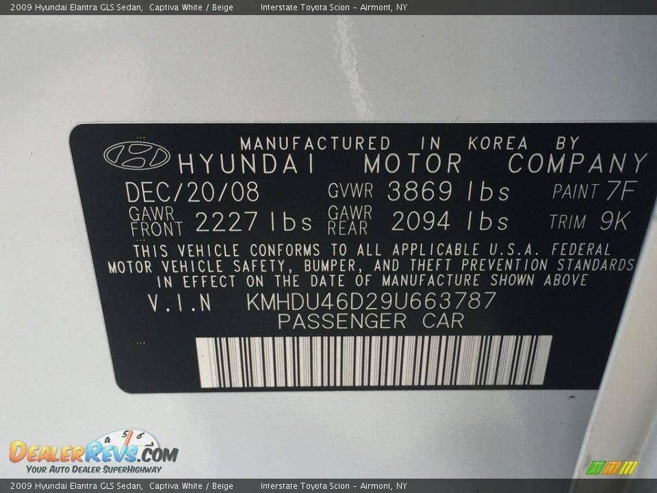 2009 Hyundai Elantra GLS Sedan Captiva White / Beige Photo #24