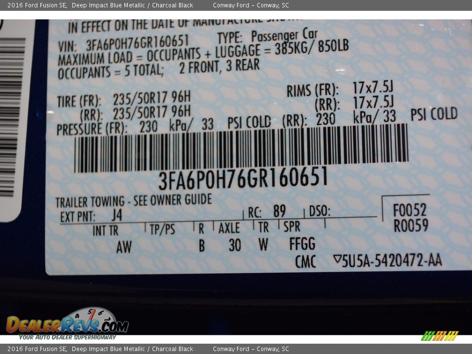 2016 Ford Fusion SE Deep Impact Blue Metallic / Charcoal Black Photo #12