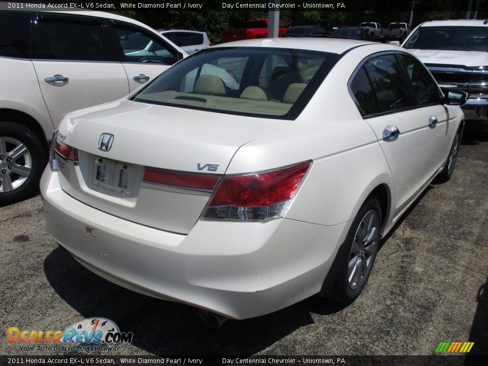 2011 Honda Accord EX-L V6 Sedan White Diamond Pearl / Ivory Photo #3