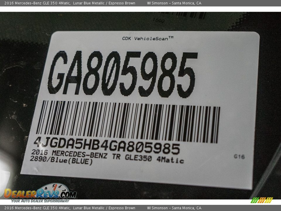2016 Mercedes-Benz GLE 350 4Matic Lunar Blue Metallic / Espresso Brown Photo #8