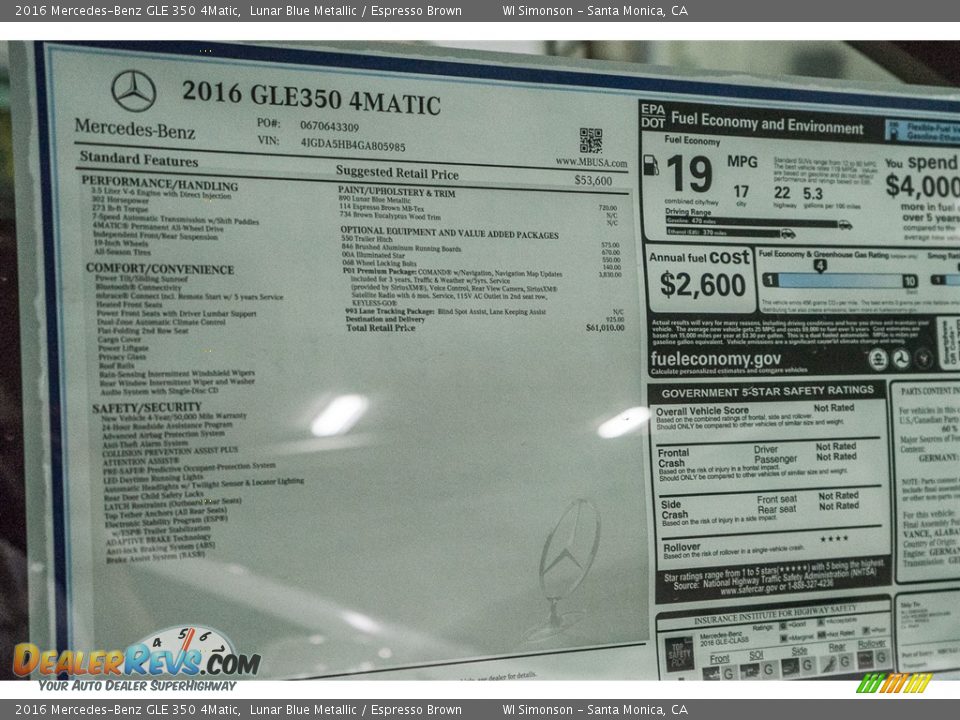 2016 Mercedes-Benz GLE 350 4Matic Lunar Blue Metallic / Espresso Brown Photo #11