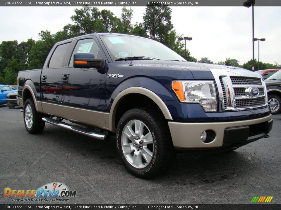 2009 Ford F150 Lariat SuperCrew 4x4 Dark Blue Pearl Metallic / Camel/Tan Photo #1