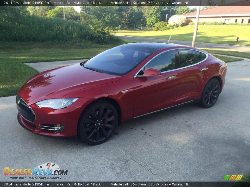 2014 Tesla Model S P85D Performance Red Multi-Coat / Black Photo #1