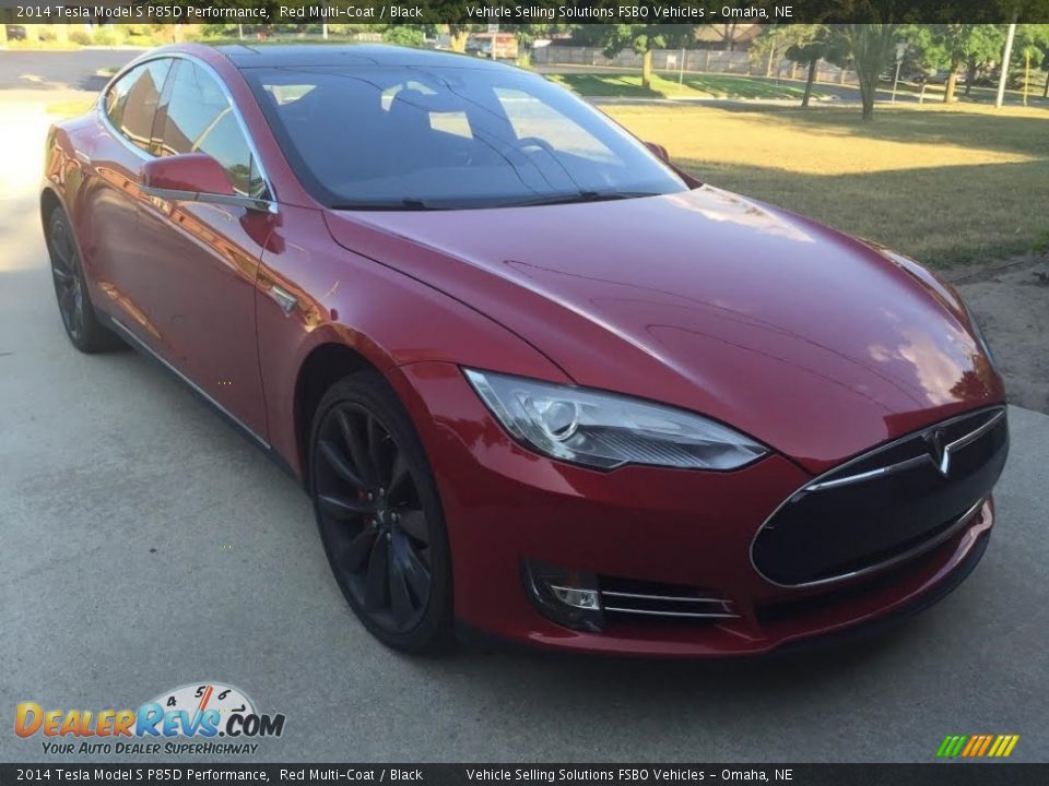 2014 Tesla Model S P85D Performance Red Multi-Coat / Black Photo #7