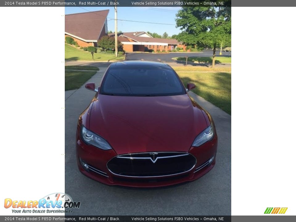 2014 Tesla Model S P85D Performance Red Multi-Coat / Black Photo #8