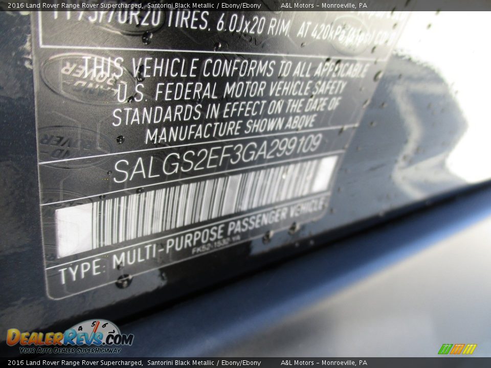 2016 Land Rover Range Rover Supercharged Santorini Black Metallic / Ebony/Ebony Photo #19