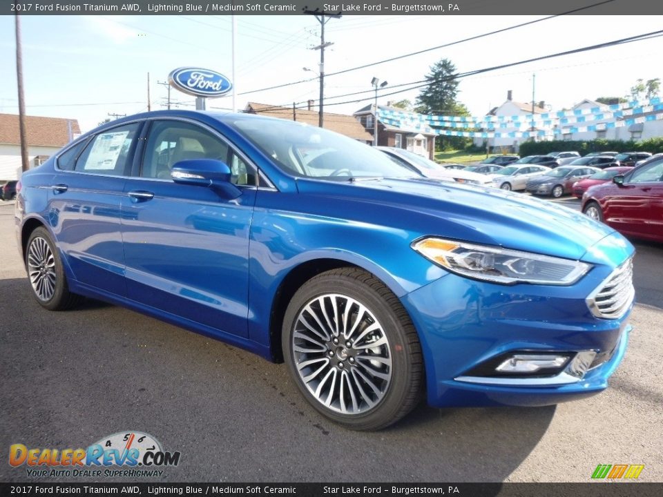 2017 Ford Fusion Titanium AWD Lightning Blue / Medium Soft Ceramic Photo #3