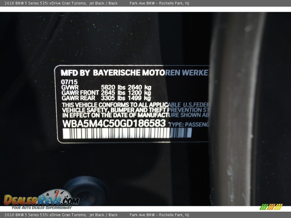 2016 BMW 5 Series 535i xDrive Gran Turismo Jet Black / Black Photo #33