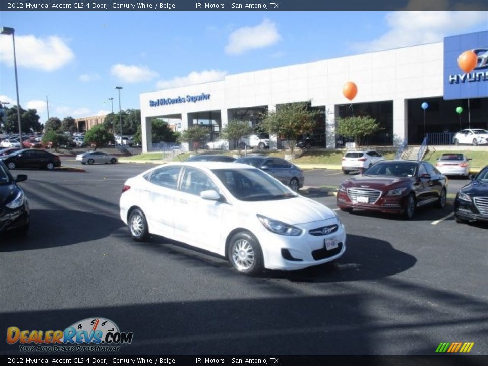 2012 Hyundai Accent GLS 4 Door Century White / Beige Photo #2