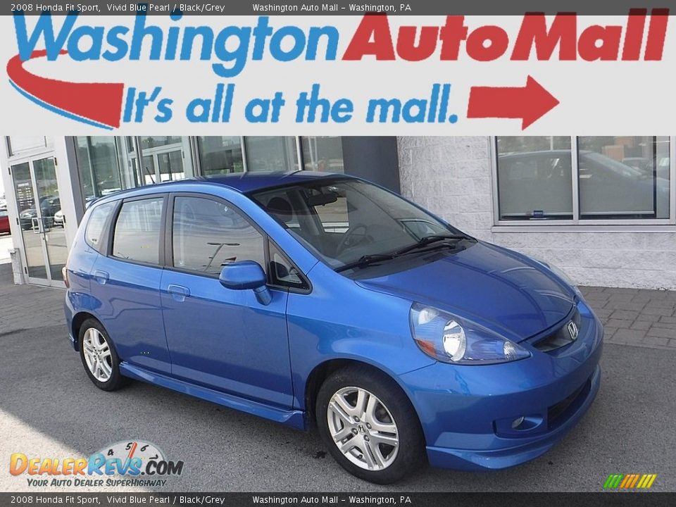2008 Honda Fit Sport Vivid Blue Pearl / Black/Grey Photo #1