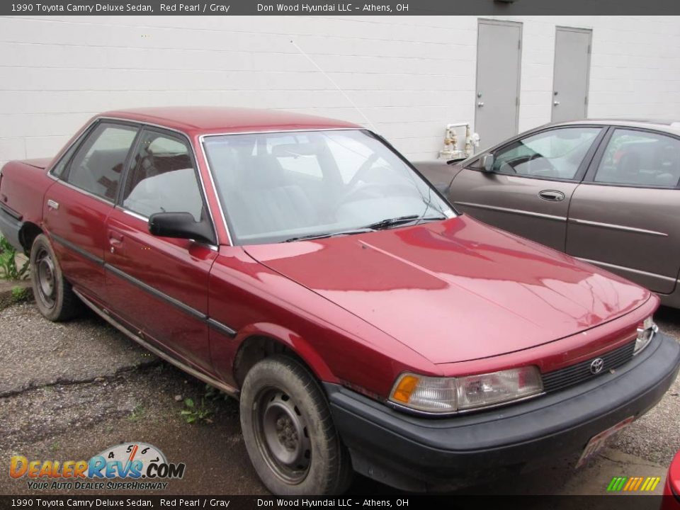1990 Toyota Camry Deluxe Sedan Red Pearl / Gray Photo #1