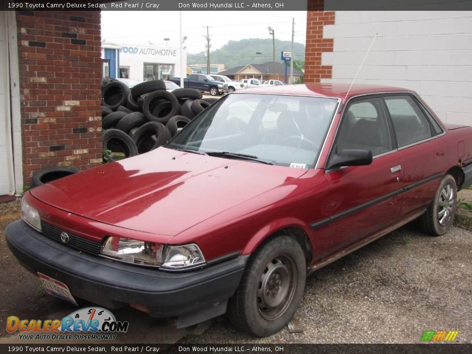 1990 Toyota Camry Deluxe Sedan Red Pearl / Gray Photo #2