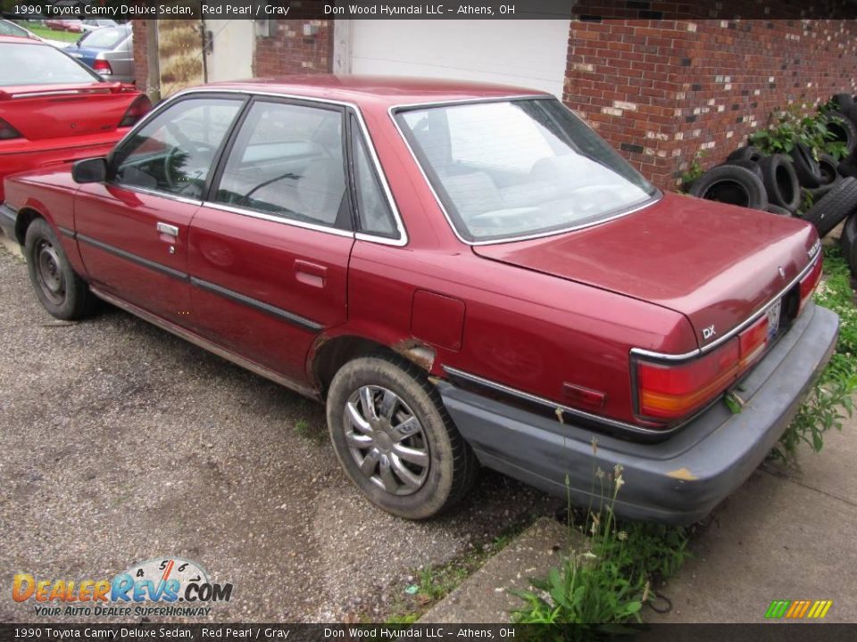 1990 Toyota Camry Deluxe Sedan Red Pearl / Gray Photo #3