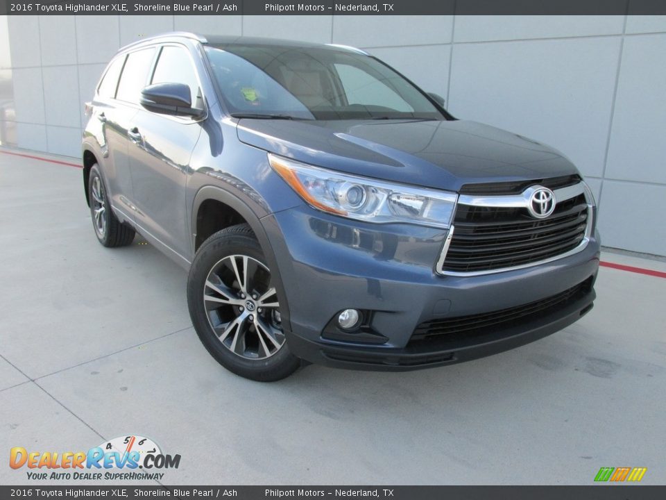 2016 Toyota Highlander XLE Shoreline Blue Pearl / Ash Photo #1