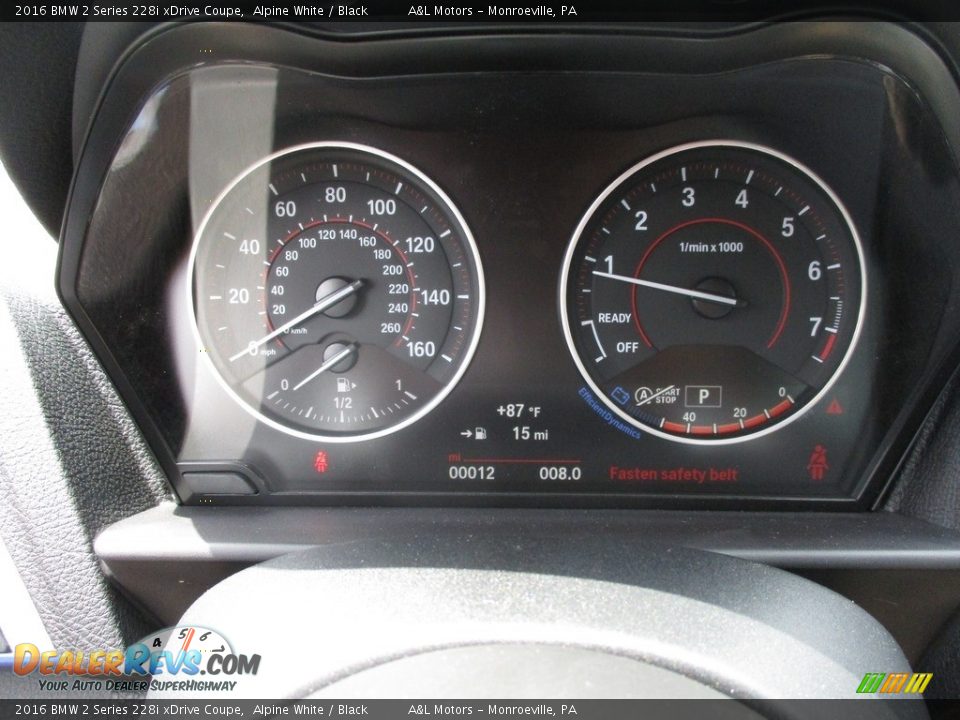 2016 BMW 2 Series 228i xDrive Coupe Alpine White / Black Photo #20