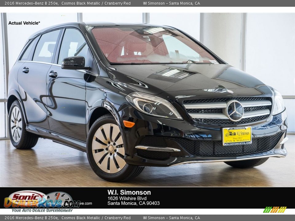 2016 Mercedes-Benz B 250e Cosmos Black Metallic / Cranberry Red Photo #1