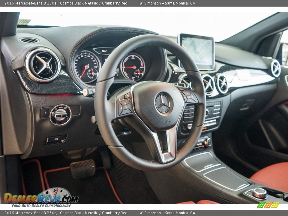 2016 Mercedes-Benz B 250e Cosmos Black Metallic / Cranberry Red Photo #5
