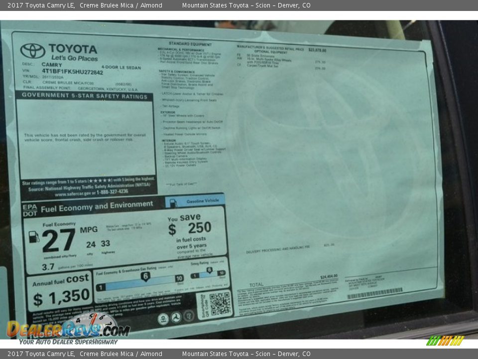 2017 Toyota Camry LE Creme Brulee Mica / Almond Photo #10