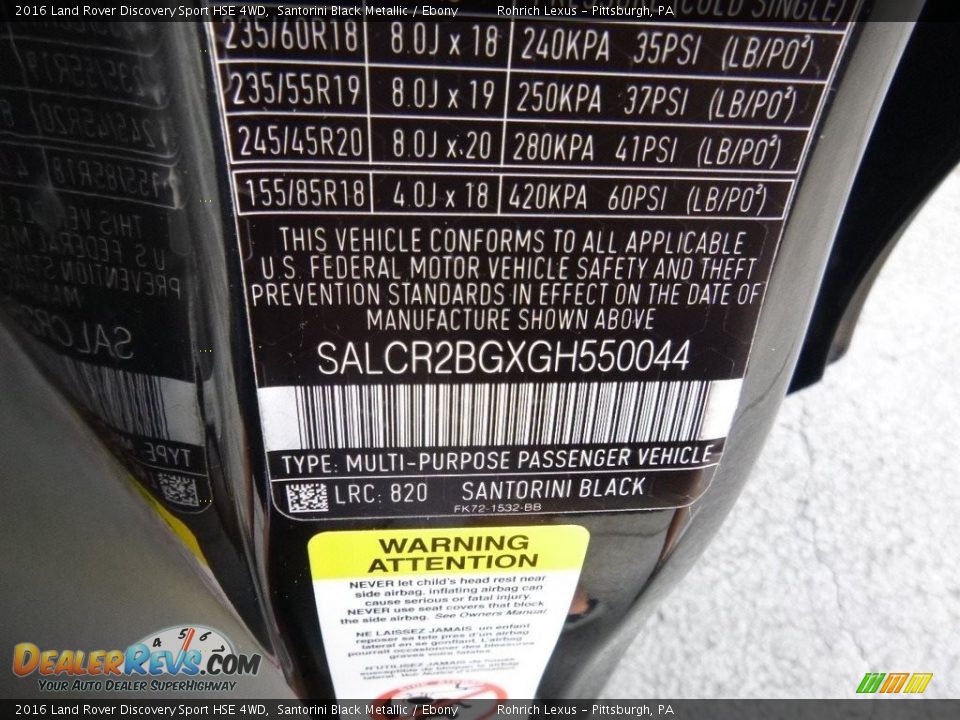 2016 Land Rover Discovery Sport HSE 4WD Santorini Black Metallic / Ebony Photo #25