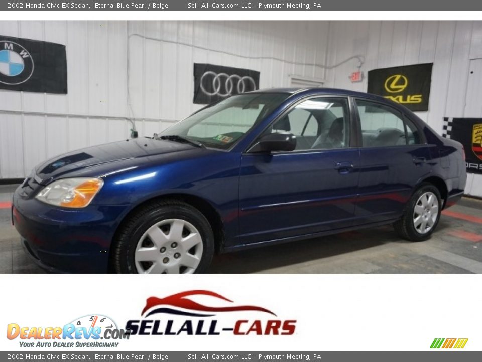 2002 Honda Civic EX Sedan Eternal Blue Pearl / Beige Photo #1